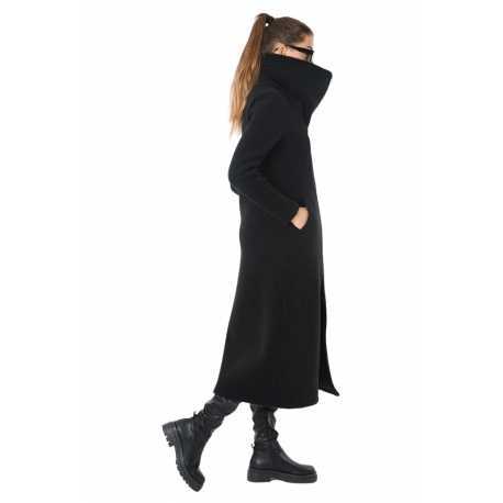 Manteau long zippé Noir laine Vierge LW798 La Haine Inside Us Femme boutique strasbourg france alsace vêtements shop 