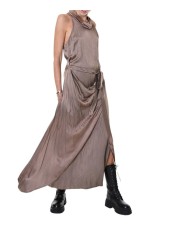 Robe longue satin viscose drapée col bénitier rose LW904 La Haine Inside Us Femme boutique strasbourg france mode 