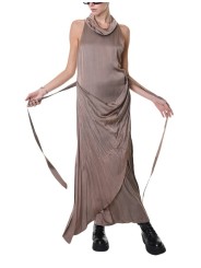 Robe longue satin viscose drapée col bénitier rose LW904 La Haine Inside Us Femme boutique strasbourg france mode 