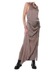 Robe longue satin viscose drapée col bénitier rose LW904 La Haine Inside Us Femme boutique strasbourg france mode 