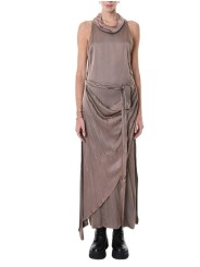 Robe longue satin viscose drapée col bénitier rose LW904 La Haine Inside Us Femme boutique strasbourg france mode 