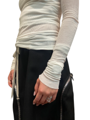 Tshirt Manches longues coton Côtelé col rond Rib Milk LS T RP02D 3202 RC 11 Rick Owens Femme