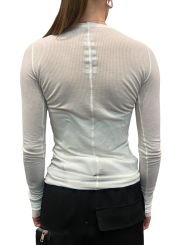 Tshirt Manches longues coton Côtelé col rond Rib Milk LS T RP02D 3202 RC 11 Rick Owens Femme
