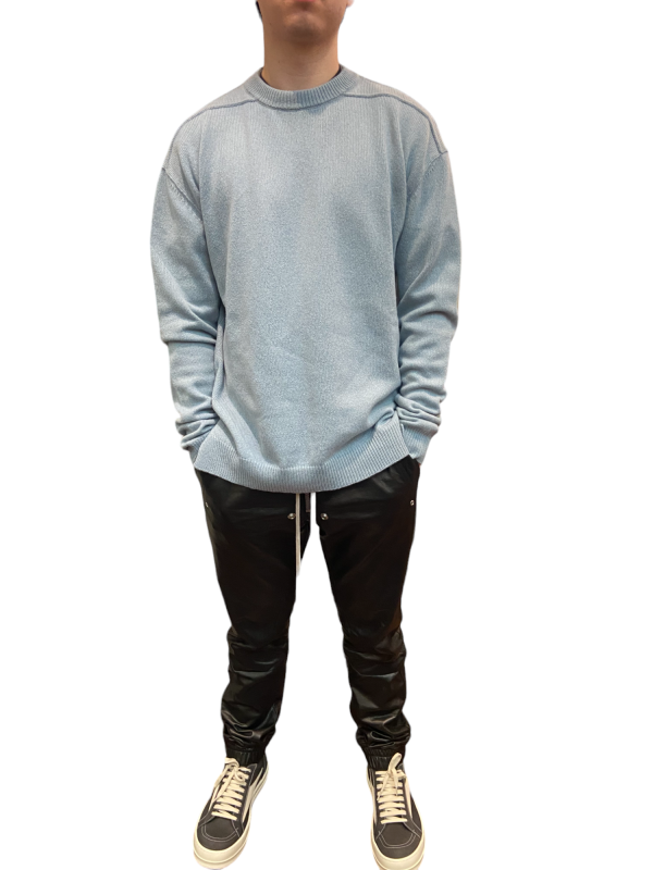 Pull Col Montant ciel Cachemire Laine Round Neck Rick Owens Homme RU02D6684 WSBR 36