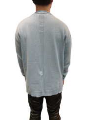 Pull Col Montant ciel Cachemire Laine Round Neck Rick Owens Homme RU02D6684 WSBR 36