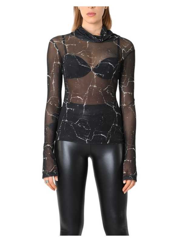 T-shirt resille imprimé marbré noir blanc LW788 La Haine Inside Us Femme boutique strasbourg france shop vêtements shop