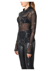 T-shirt resille imprimé marbré noir blanc LW788 La Haine Inside Us Femme boutique strasbourg france shop vêtements shop