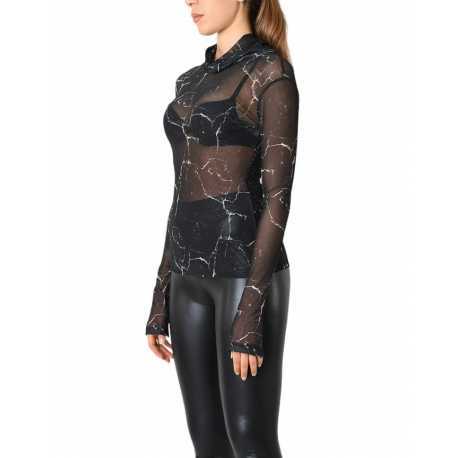 T-shirt resille imprimé marbré noir blanc LW788 La Haine Inside Us Femme boutique strasbourg france shop vêtements shop