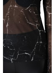 T-shirt resille imprimé marbré noir blanc LW788 La Haine Inside Us Femme boutique strasbourg france shop vêtements shop