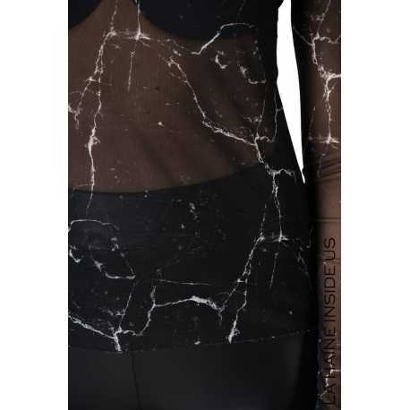 T-shirt resille imprimé marbré noir blanc LW788 La Haine Inside Us Femme boutique strasbourg france shop vêtements shop