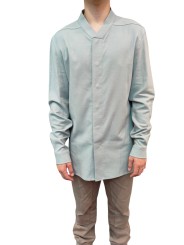 Chemise Pression Col V Flanelle ciel Snap collar Rick Owens Homme RU02D6290 FL 36 Boutique Strasbourg shirt men fashion