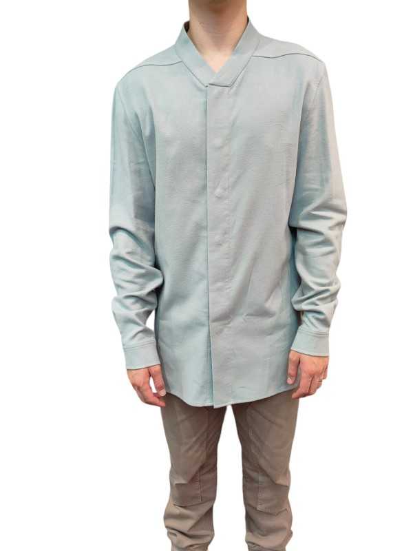 Chemise Pression Col V Flanelle ciel Snap collar Rick Owens Homme RU02D6290 FL 36 Boutique Strasbourg shirt men fashion