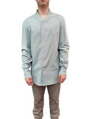 Chemise Pression Col V Flanelle ciel Snap collar Rick Owens Homme RU02D6290 FL 36 Boutique Strasbourg shirt men fashion