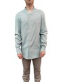 Chemise Pression Col V Flanelle ciel Snap collar Rick Owens Homme RU02D6290 FL 36 Boutique Strasbourg shirt men fashion