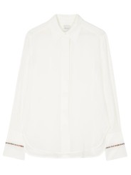 Chemisier blanc soie poignet ganse bayadère W1R 354B N10618 01