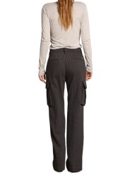 Pantalon large Gris souris Rayé Bronze poches cargo Victoria NT346 006