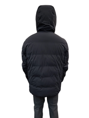 Doudoune Kazu noir mat Logo noir bande orange zip Capuche Parajumpers PJS Homme PMJKSS02 541 Strasbourg Boutique Online 