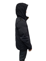 Doudoune Kazu noir mat Logo noir bande orange zip Capuche Parajumpers PJS Homme PMJKSS02 541 Strasbourg Boutique Online 