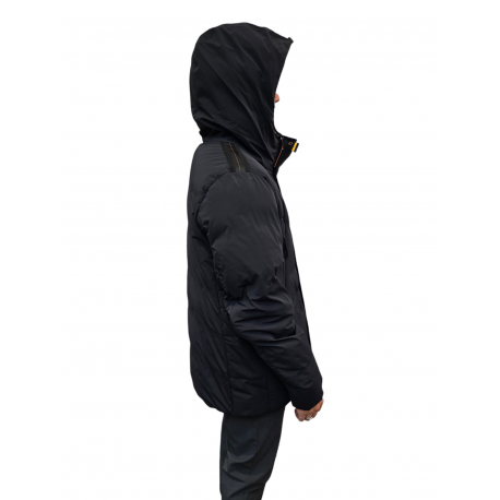 Doudoune Kazu noir mat Logo noir bande orange zip Capuche Parajumpers PJS Homme PMJKSS02 541 Strasbourg Boutique Online 