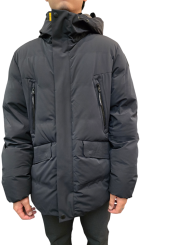 Doudoune Kazu noir mat Logo noir bande orange zip Capuche Parajumpers PJS Homme PMJKSS02 541 Strasbourg Boutique Online 