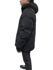 Doudoune Kazu noir mat Logo noir bande orange zip Capuche Parajumpers PJS Homme PMJKSS02 541 Strasbourg Boutique Online 