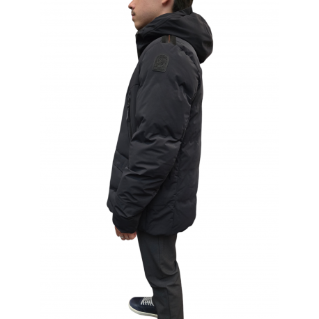 Doudoune Kazu noir mat Logo noir bande orange zip Capuche Parajumpers PJS Homme PMJKSS02 541 Strasbourg Boutique Online 