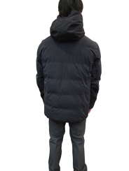 Doudoune Kazu noir mat Logo noir bande orange zip Capuche Parajumpers PJS Homme PMJKSS02 541 Strasbourg Boutique Online 