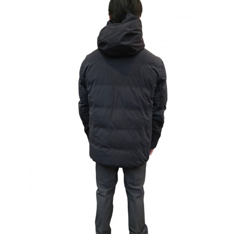 Doudoune Kazu noir mat Logo noir bande orange zip Capuche Parajumpers PJS Homme PMJKSS02 541 Strasbourg Boutique Online 
