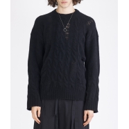 Pull col rond Yack Noir Ajouré Torsades Isabel Benenato Homme UK01 01 Strasbourg Boutique Online Mode Mixte 