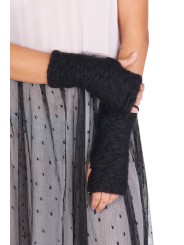 Mitaines tricot irrégulier Noir Isabel Benenato homme femme DK64 01 strasbourg boutique online mode mixte accessoire 
