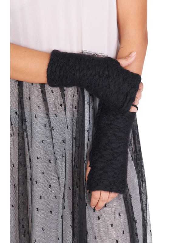 Mitaines tricot irrégulier Noir Isabel Benenato homme femme DK64 01 strasbourg boutique online mode mixte accessoire 