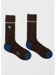 Chaussettes choco Fleur Rose brodée Bleue M1A 380NE N291 66 Paul Smith Homme Boutique Strasbourg Socks shop online