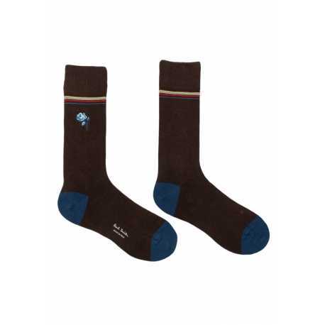 Chaussettes choco Fleur Rose brodée Bleue M1A 380NE N291 66 Paul Smith Homme Boutique Strasbourg Socks shop online