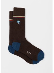 Chaussettes choco Fleur Rose brodée Bleue M1A 380NE N291 66 Paul Smith Homme Boutique Strasbourg Socks shop online