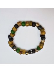 Bracelet élastique verre africain rondelles en pierre de lune LC2425 Catherine Michiels Boutique Strasbourg jewelery 