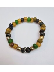 Bracelet élastique verre africain rondelles en pierre de lune LC2425 Catherine Michiels Boutique Strasbourg jewelery 