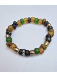 Bracelet élastique verre africain rondelles en pierre de lune LC2425 Catherine Michiels Boutique Strasbourg jewelery 