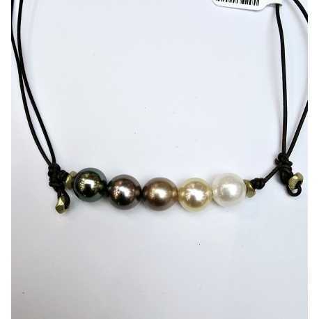 Collier Perlita 5 Perles Ombre avec rondelles de bronze TFW2461 Catherine Michiels Boutique Strasbourg jewelery