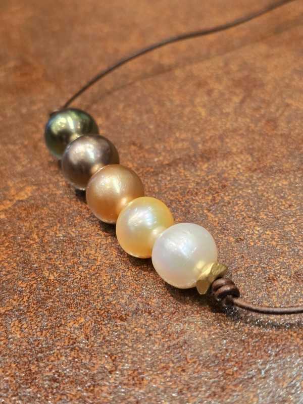 Collier Perlita 5 Perles Ombre avec rondelles de bronze TFW2461 Catherine Michiels Boutique Strasbourg jewelery