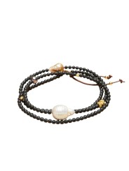Collier Adan Agate noire. perle d'eau douce. perle de Tahiti. Perle or TFW2427 Catherine Michiels Boutique Strasbourg