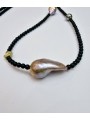 Collier Adan Agate noire. perle d'eau douce. perle de Tahiti. Perle or TFW2427 Catherine Michiels Boutique Strasbourg