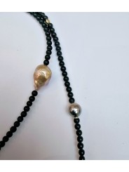 Collier Adan Agate noire. perle d'eau douce. perle de Tahiti. Perle or TFW2427 Catherine Michiels Boutique Strasbourg