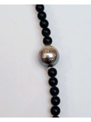 Collier Adan Agate noire. perle d'eau douce. perle de Tahiti. Perle or TFW2427 Catherine Michiels Boutique Strasbourg
