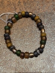 Bracelet élastique verre africain rondelles en pierre de lune LC2425 Catherine Michiels Boutique Strasbourg jewelery 