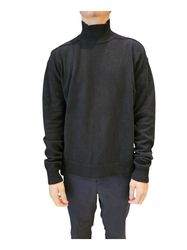 Pull col montant noir cachemire Rick Owens Homme RU02D 6685 WSBR 09 Strasbourg Boutique Online Mode 
