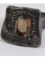 Bague argent Diamants noirs 52p QuaM fumé LESLIE B V ST DIA BLK SP SQTZ Rosa Maria Jewellery boutique Strasbourg bijoux