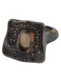 Bague argent Diamants noirs 52p QuaM fumé LESLIE B V ST DIA BLK SP SQTZ Rosa Maria Jewellery boutique Strasbourg bijoux