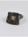 Bague argent Diamants noirs 52p QuaM fumé LESLIE B V ST DIA BLK SP SQTZ Rosa Maria Jewellery boutique Strasbourg bijoux
