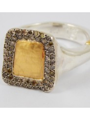 Bague argent or jaune Diamants cognac 53p ROMY VP S ST GY DIA CO (12K) Rosa Maria Jewellery boutique Strasbourg bijoux