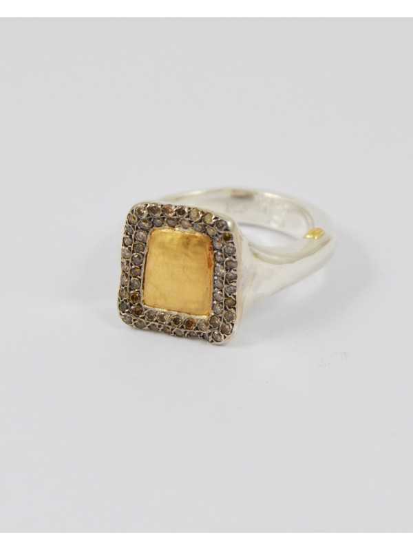 Bague argent or jaune Diamants cognac 53p ROMY VP S ST GY DIA CO (12K) Rosa Maria Jewellery boutique Strasbourg bijoux
